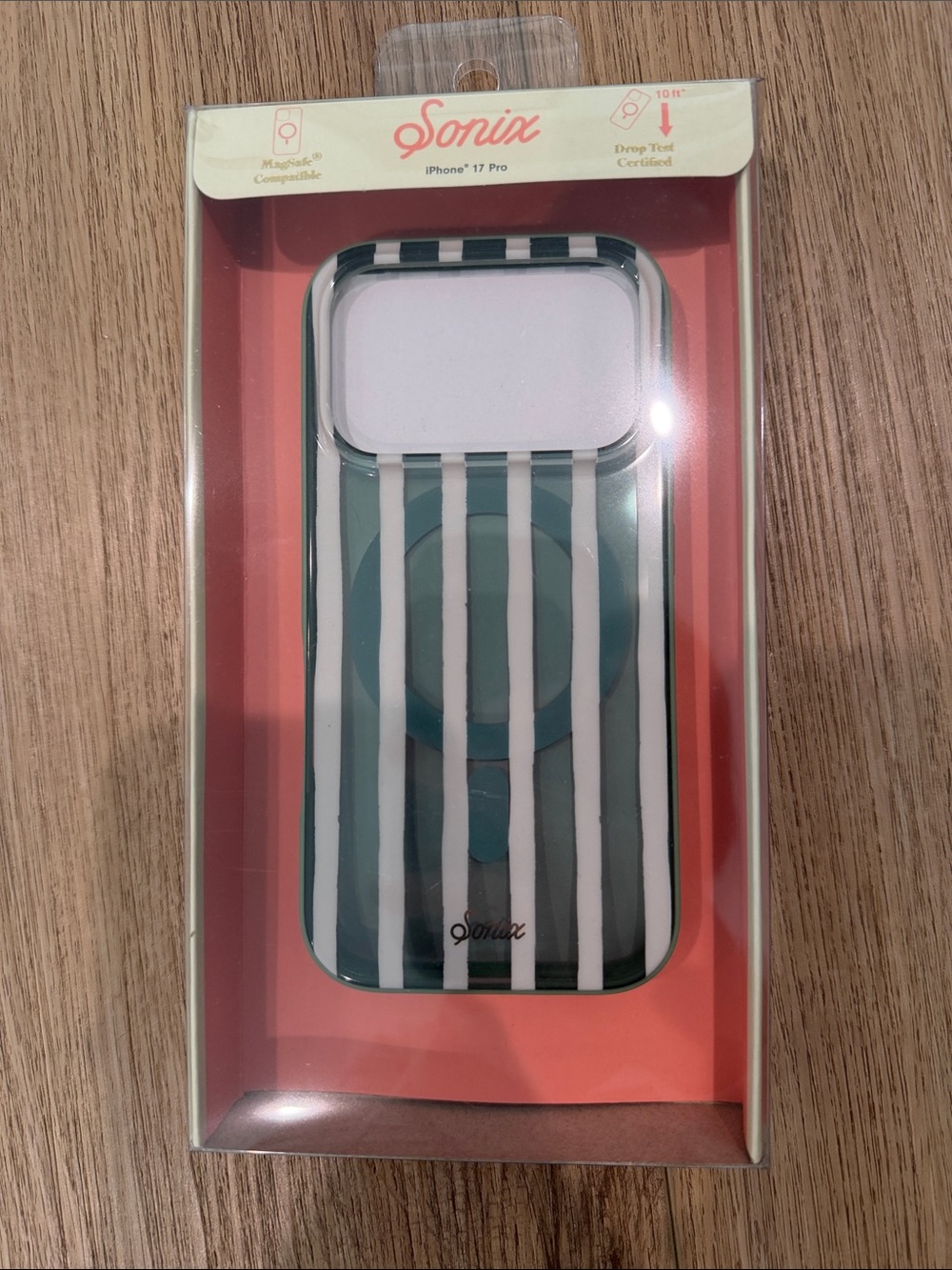Sonix Green and White Striped iPhone 17 Pro Case with MagSafe